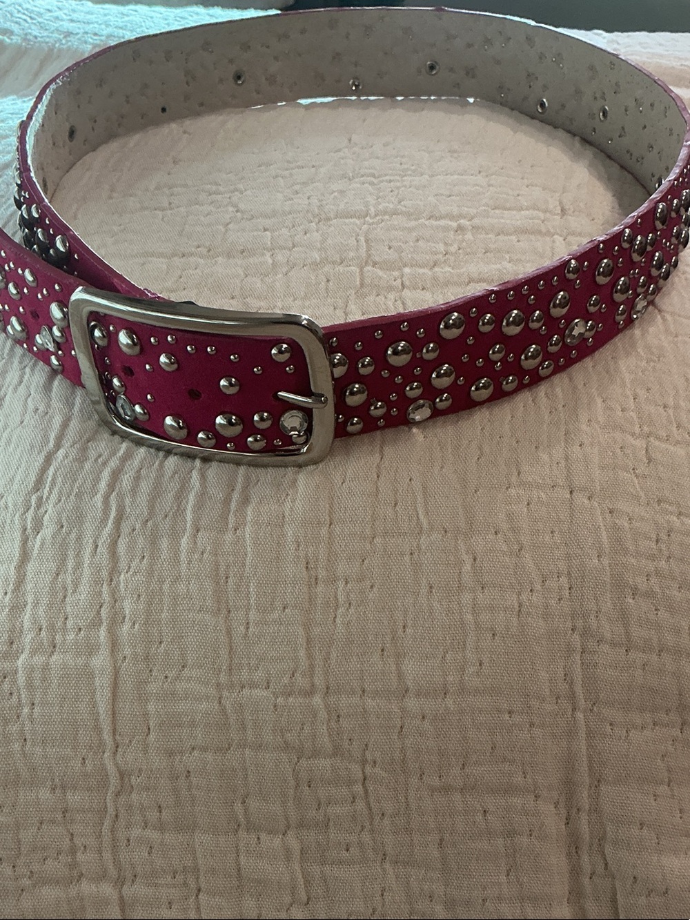 Hot Pink Suede and Studded Belt